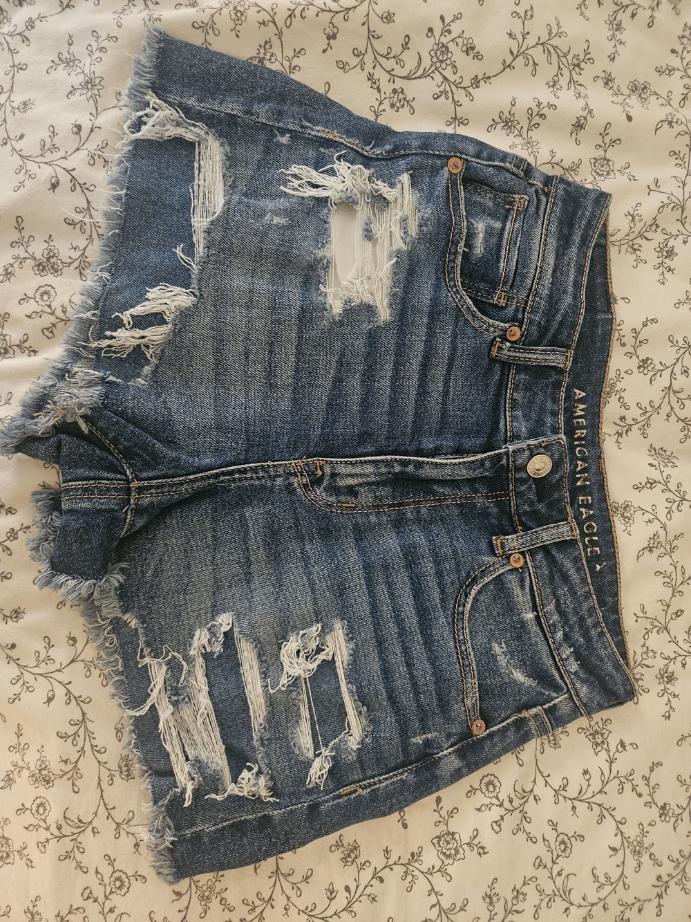 American Eagle Outfitters Women's Distressed Denim Shorts - Blue